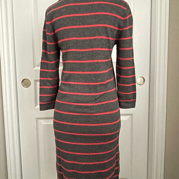 SOLD! - Striped Gray and Red Women's Dress - Picture 2 of 4